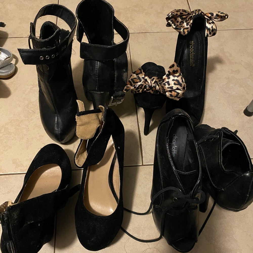 Bundle of black boots and pumps mix size 5-51/2